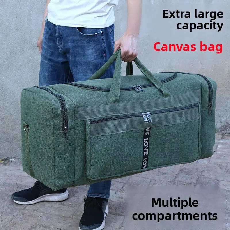 Large Capaci Canvas Travel Bag Handheld Suitcase Multi-layered Clothing Bapa Retro Sle Youth Travel Bag Foldable - Image 4