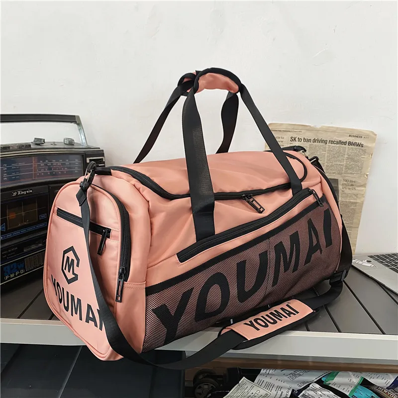 Brand Women's Nylon Sports Bag Dry Wet Separation Travel Bag with Rod Brand Tailored Goods Label Removed High Quali - Image 3
