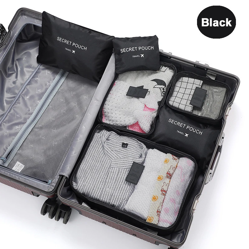 6 Pcs Travel Clothes Storage Bags Set Portable Luggage Organizer Suitcase Pouch Pouch Packing Cube For Shoes Packing Clothes - Image 6