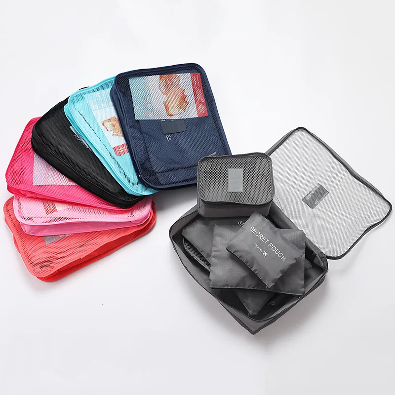 6 Pcs Travel Clothes Storage Bags Set Portable Luggage Organizer Suitcase Pouch Pouch Packing Cube For Shoes Packing Clothes - Image 3
