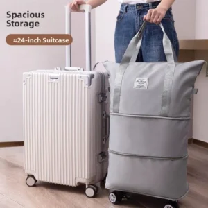 Large Capaci Travel Bag with Universal Wheels Portable Handheld Slide Wheel Lightweight Moving Bag for Travel Storage