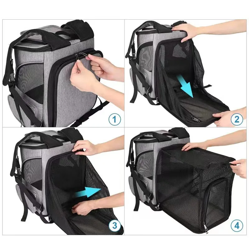 Breathable Pet Cat Carrier Backpack Foldable Pet Carrier Transport Travel Bag Expandable Large Capacity Creative for Cats Dogs - Image 3