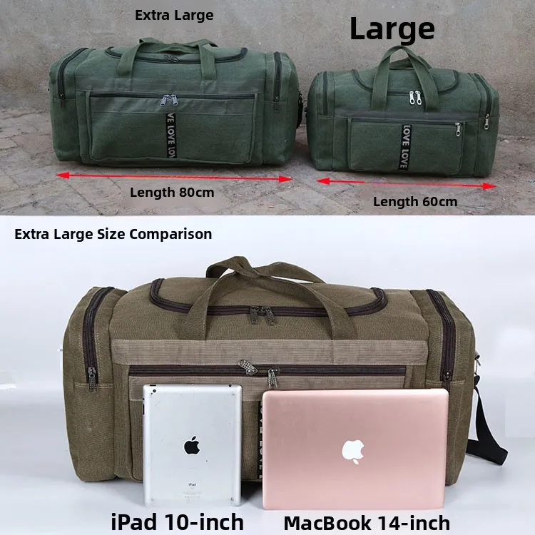 Large Capaci Canvas Travel Bag Handheld Suitcase Multi-layered Clothing Bapa Retro Sle Youth Travel Bag Foldable - Image 3