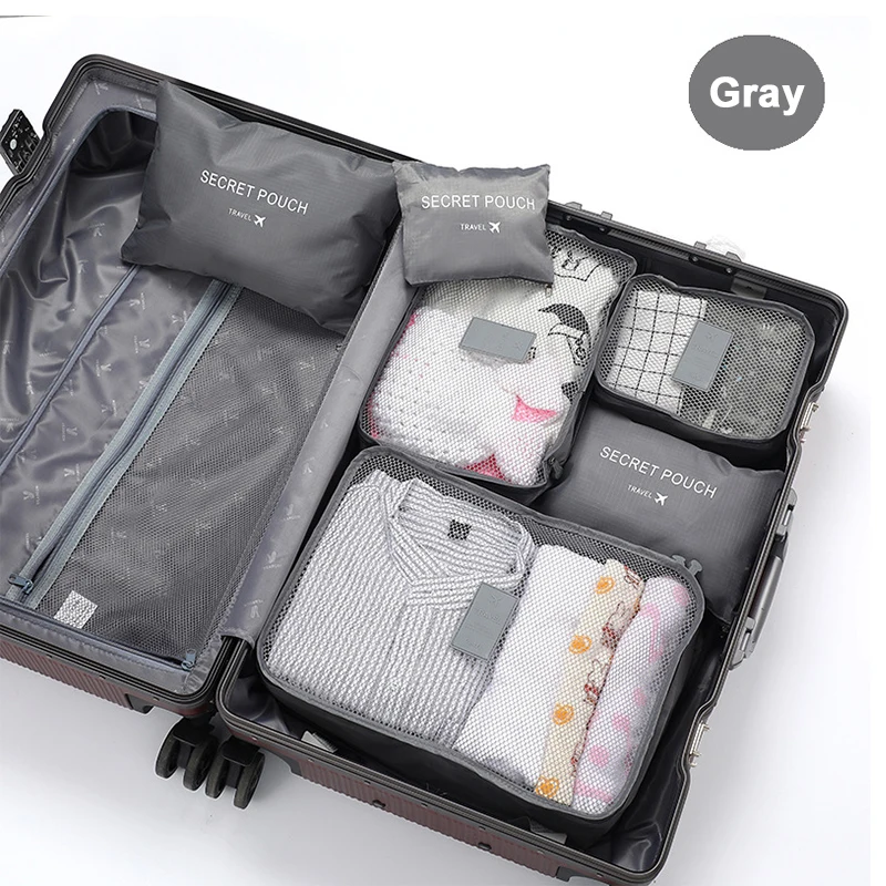6 Pcs Travel Clothes Storage Bags Set Portable Luggage Organizer Suitcase Pouch Pouch Packing Cube For Shoes Packing Clothes - Image 4