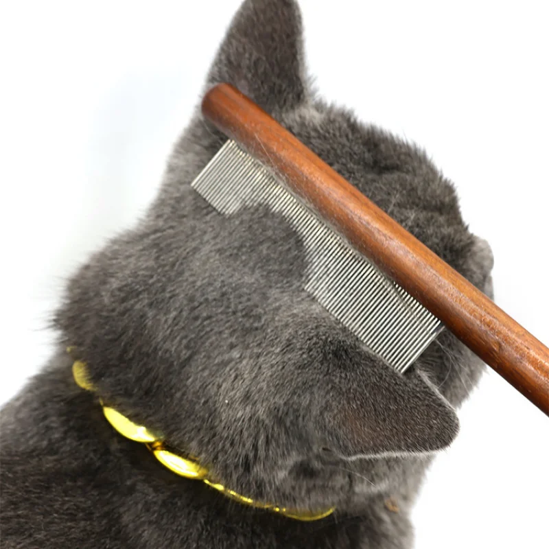 Fine-Tooth Pet Comb - Solid Wood Anti-Static, Flea Detection & Massage Tips, for Cats/Dogs Shedding and Grooming - Image 4
