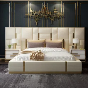 High-end Italian Bedroom Furniture Modern Luxury Leather Bed King Queen Size Hotel Double Bed