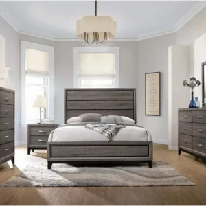 Watson Queen Bed 4-Piece Set, Grey Oak
