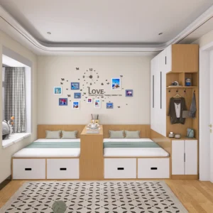 Tatami bed wardrobe integrated small apartment multi-functional storage bedroom household with desk children partition