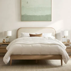 New Design Luxury Modern Home Hotel Bed American Style Solid Wood Bed Bedroom Oak Platform Bed