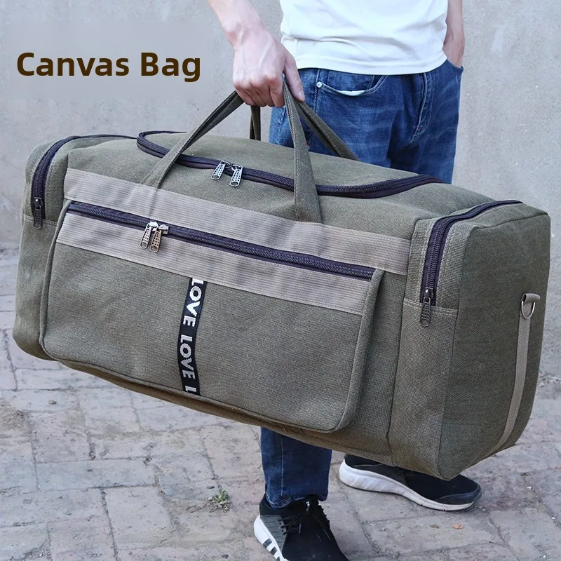 Large Capaci Canvas Travel Bag Handheld Suitcase Multi-layered Clothing Bapa Retro Sle Youth Travel Bag Foldable - Image 2